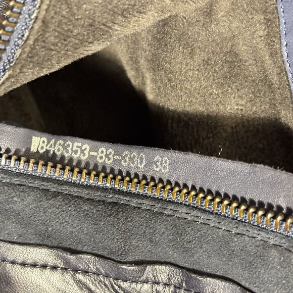 Regarde Le Ciel Navy Leather & Suede Ankle Boots W/ Zipper Closure & Block Heel - Picture 5 of 8